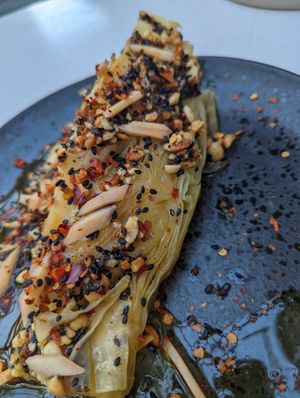 Cabbage and peanut at SITE x supernature in East London