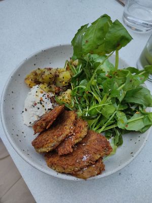 Beetroot Fritters at SITE x supernature in East London