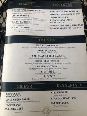 Menu at The District in Jacksonville