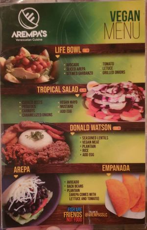 Vegan Menu at Arempas in Salt Lake City