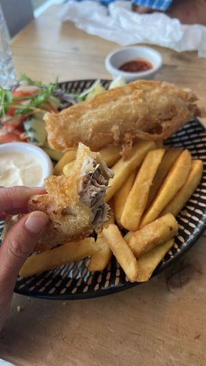 Banana Blossom & Fries  at Zane Grey's in Paihia