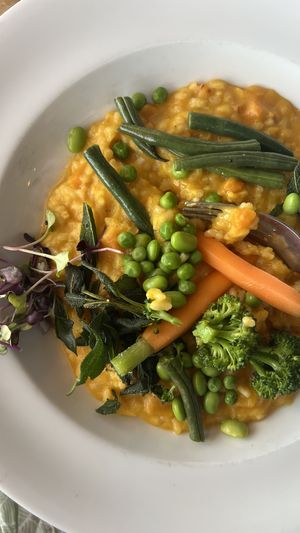 Risotto- it’s horrible don’t order it.  at Zane Grey's in Paihia