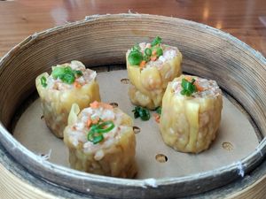 Shrimp and rice at Minty Z in Coconut Grove