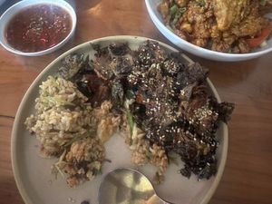 Brussel sprouts and crab fried rice   at Minty Z in Coconut Grove