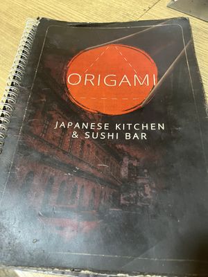 Menu cover  at Origami in Cuenca