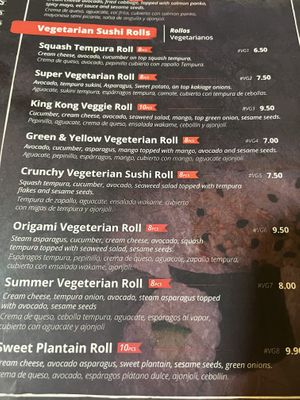 Lots of vegetarian sushi all of which can be veganized  at Origami in Cuenca