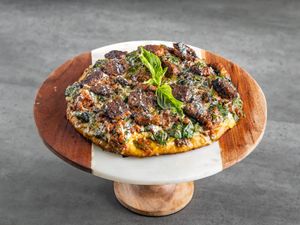 Lasagna Pizza at Crystals Soul Cafe in Los Angeles