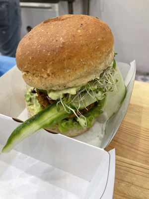 Black bean burger at New Wave Burgers in Sofia