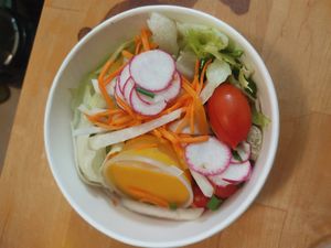nice vegetable salad with semisweet dressing at Japanika  in Jerusalem