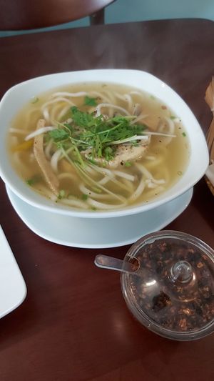 Thick noodle soup at Happy Vegan in Da Nang