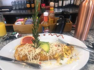 Vegan Beef Fajita Omelet  at Chops & Eggs in Corpus Christi