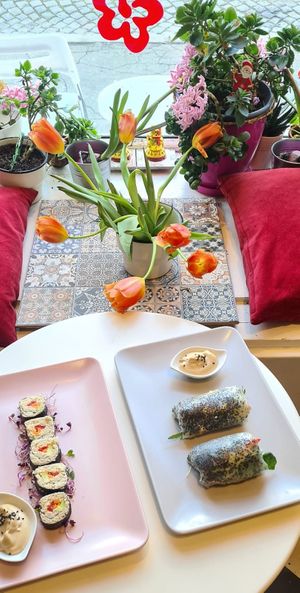 Raw vegan sushi - with mushrooms, cauliflower, coconut, ginger at Zdravo Ljubavi in Belgrade