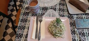 Pistachio pesto courgette spaghetti at Zdravo Ljubavi in Belgrade