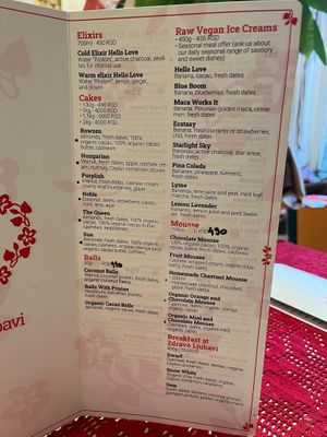 Menu at Zdravo Ljubavi in Belgrade