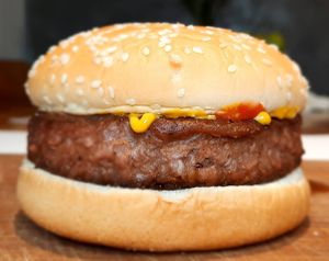 No-so burger. With Mustard n ketchup at VBurger in Bangkok