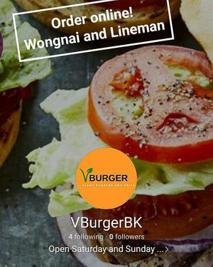 Order online. Wongnai and lineman at VBurger in Bangkok