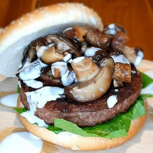 Teriyaki shitake mushroom burger at VBurger in Bangkok