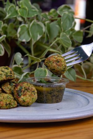 Vegetarian croquette with pesto at Oby Sabores Orgânicos in Brasilia