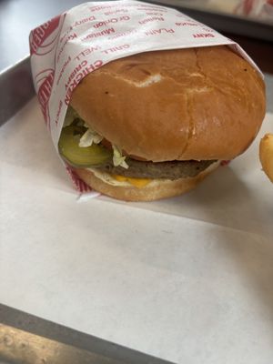 Impossible burger with dairy free cheese, no mayo   at Fatburger & Buffalo's Express in Trout Run