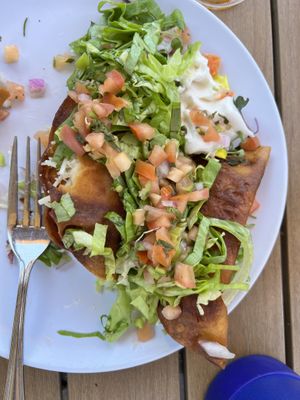 Vegan potato tacos  at Mama's Egg House in Idyllwild