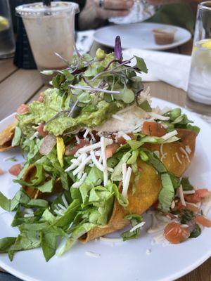 Vegan tacos with added guacamole  at Mama's Egg House in Idyllwild