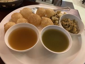 Pani puri. Really nice  at Saras in Bangkok