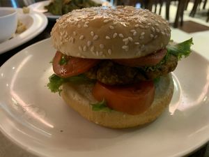 Veggie burger. Was ok    at Saras in Bangkok