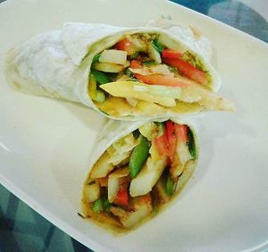 Veggie roti wrap at Saras in Bangkok