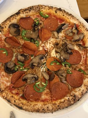 Meatlover pizza with added truffle mushrooms   at Pizzeria Boema in Lenox