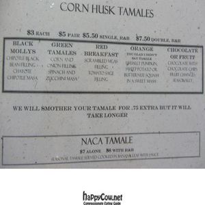 Menu as of November 2011 at Radical Eats in Houston