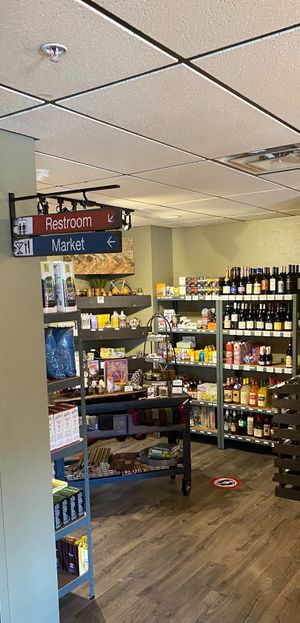 100% vegan market inside the restaurant offering grab and go items, beer/liquor/wine, snacks, grocery, personal care, gifts and more! at Basecamp in Durango