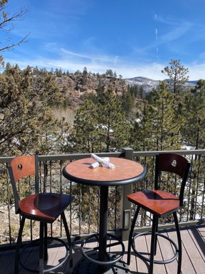 Patio seating on weather permitting days. Follow us on IG. @basecampdurango at Basecamp in Durango