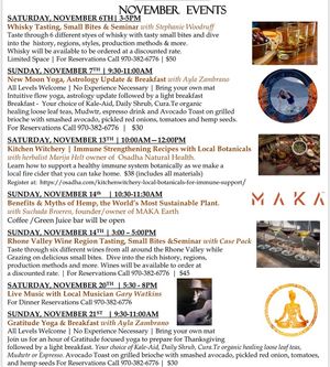 Our November Event Calendar.  at Basecamp in Durango