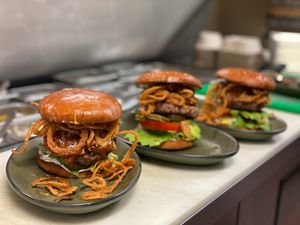 Burgers (yes, vegan!) at Basecamp in Durango