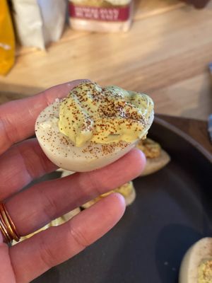 Vegan deviled eggs at Basecamp in Durango