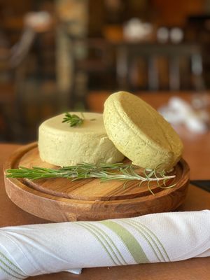 New!  Housemade lemon dill chèvre and truffle frommage (both cashew based cheeses) at Basecamp in Durango