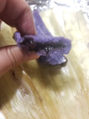 Inside the blueberry tamal at Tamalería Nuevo Leon in Richardson