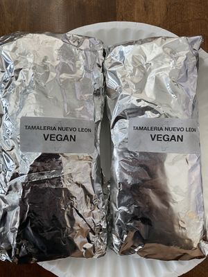 Vegan tamales labeled!  at Tamalería Nuevo Leon in Richardson