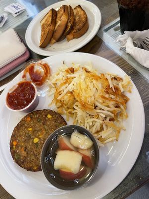 My breakfast! Loved everything! I love the touch of offering Vegan buttery spreads   at Pine Country Restaurant in Williams