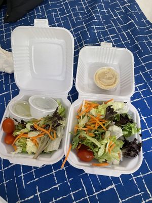 Salads with oil + vinegar and lemon vinaigrette  at Pine Country Restaurant in Williams