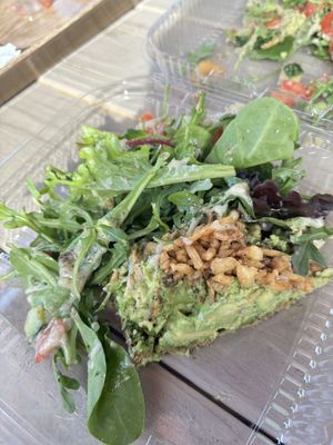 Supercado Toast. Comes with small salad. Yummy!  at Yucca Valley Outpost in Yucca Valley