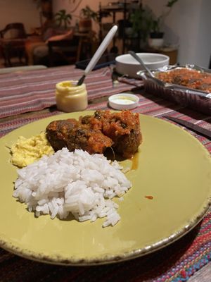 “No-meat” balls - almôndegas   at Quintal Vegan in Belo Horizonte