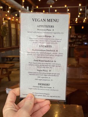 Vegan menu offered.  at Grain Station Brew Works in Mc Minnville