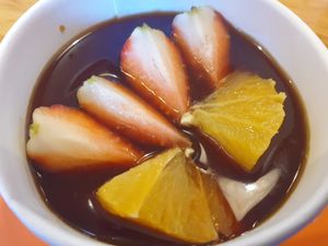 Fruit flan with coffee syrup at Saigon Xua Vegan Restaurant in Springvale