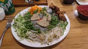 Vietnamese Rice Rolls/Stuffed Pancake at Saigon Xua Vegan Restaurant in Springvale