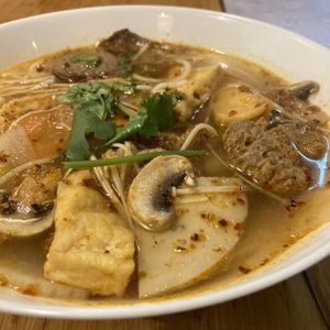 Spicy hue beef noodle soup  at Saigon Xua Vegan Restaurant in Springvale