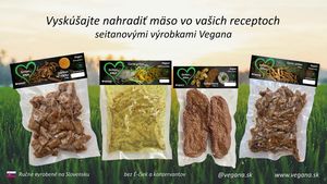 Seitanové produkty vlastnej výroby at Vegana in Bratislava