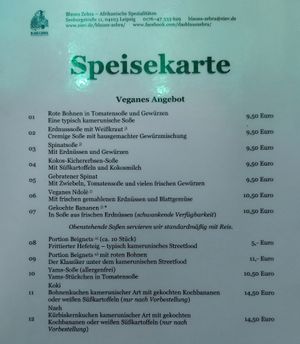 Vegan section at Blaues Zebra in Leipzig