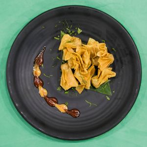 Crispy wrapper
Home made dumpling skin with potato and carrot mash at Quality House in 