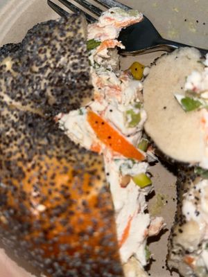 Poppy seed with vegetable tofu cream cheese 🥯  at Babylon Bagel in Babylon